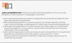 Ilustracja wyjaśnia, co to jest pomoc de minimis, definiując "jedno przedsiębiorstwo" jako powiązane jednostki gospodarcze.