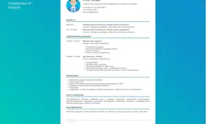 CV studenta Piotra Binka. Wśród jego mocne strony to komunikatywność, kreatywność i umiejętność pracy w zespole.