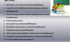 Spis treści: rozmowa kwalifikacyjna pytania i odpowiedzi, jak się przygotować, czego oczekuje pracodawca, jak się ubrać, mowa ciała, błędy, pytania i wskazówki.