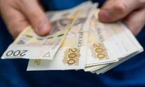 Dłonie trzymają plik banknotów 200 zł. Czy to dowód, jaki zawód zarabia najwięcej?