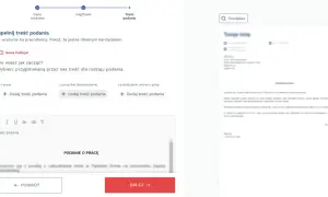 Uzupełnianie treści podania o pracę. Możesz wybrać gotowy szablon lub napisać własny.