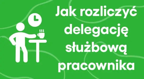 Jak rozliczyć delegację służbową pracownika? Ikona pracownika przy stoliku z kawą i zegarem.