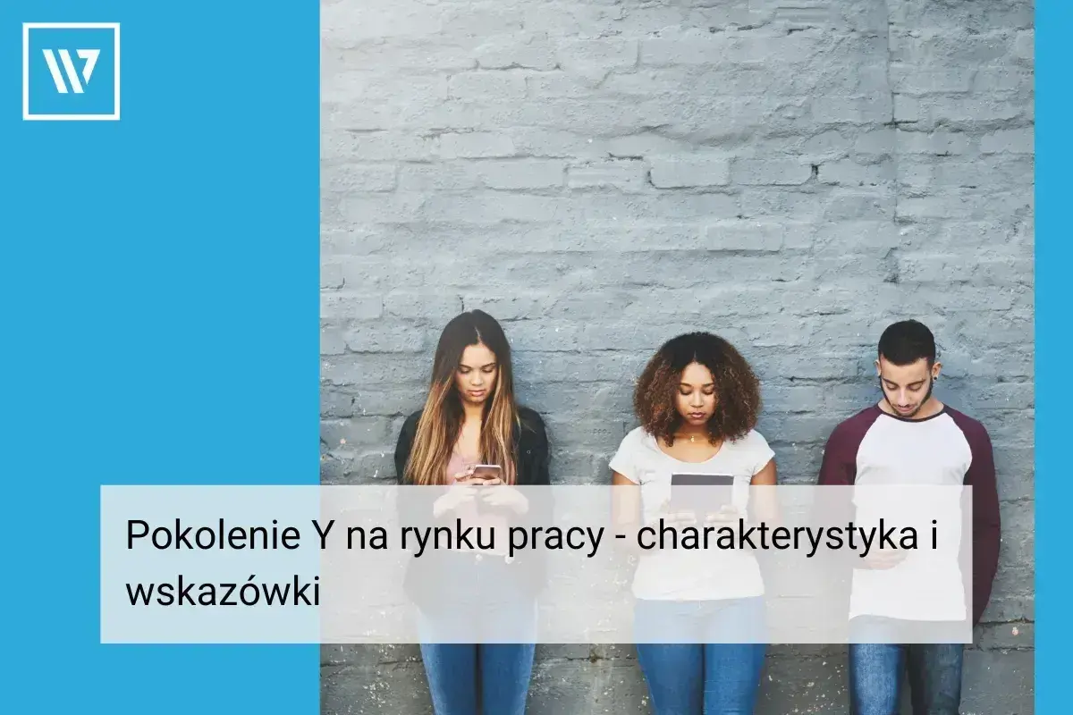 Milenialsi roczniki, młodzi ludzie zapatrzeni w telefony, czekają na rynku pracy.