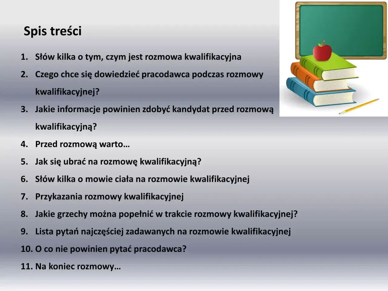 Spis treści do rozmowy kwalifikacyjnej. Jak się przygotować, co mówić i jak zrobić dobre wrażenie. Klucz do udanej autoprezentacji.