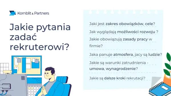 Jakie pytania zadać rekruterowi? Poznaj kluczowe kwestie dotyczące obowiązków, rozwoju, atmosfery i warunków zatrudnienia.