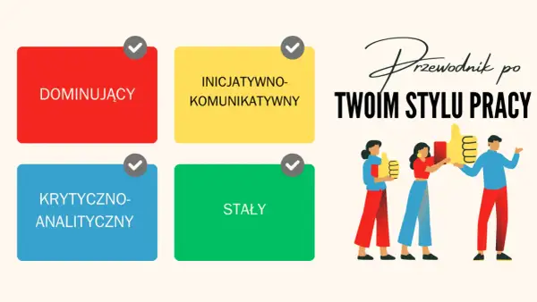 Przewodnik po stylu pracy: cechy osobowości Dominujący, Inicjatywno-komunikatywny, Krytyczno-analityczny, Stały.